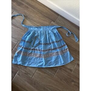 Vintage Half Waist Apron with Pocket-‎ Handmade Red/Black and White Lace Trim